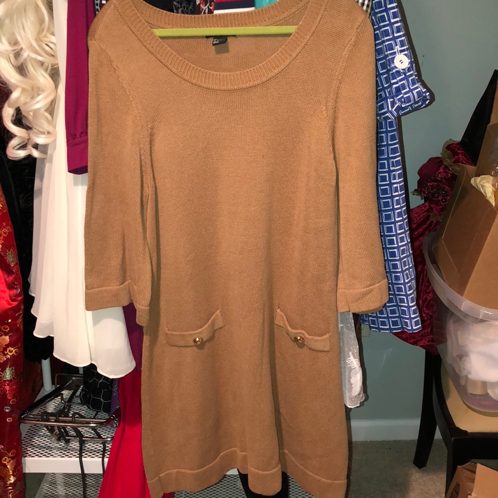 H&M sweater dress large tan